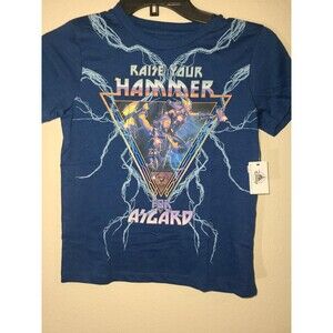 Marvel Thor Kids WDW Blue Raise Your Hammer For Asgard T-Shirt Size M (7/8) NEW